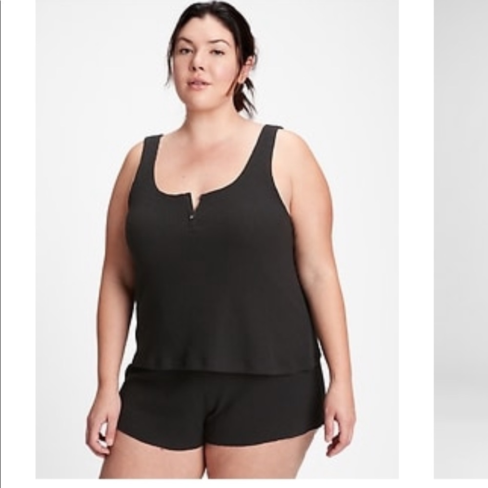 GAP Slub Ribbed Tank Top pajama lounge black